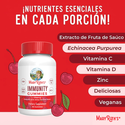 Inmunidad Gomitas, cereza 90gomitas / Immunity Gummies, Cherry, 90 ct