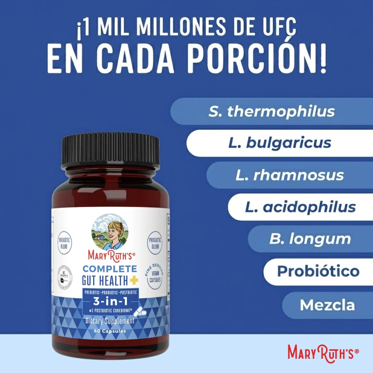Salud Intestinal Completa+ (60 capsules), Mary Ruth´s