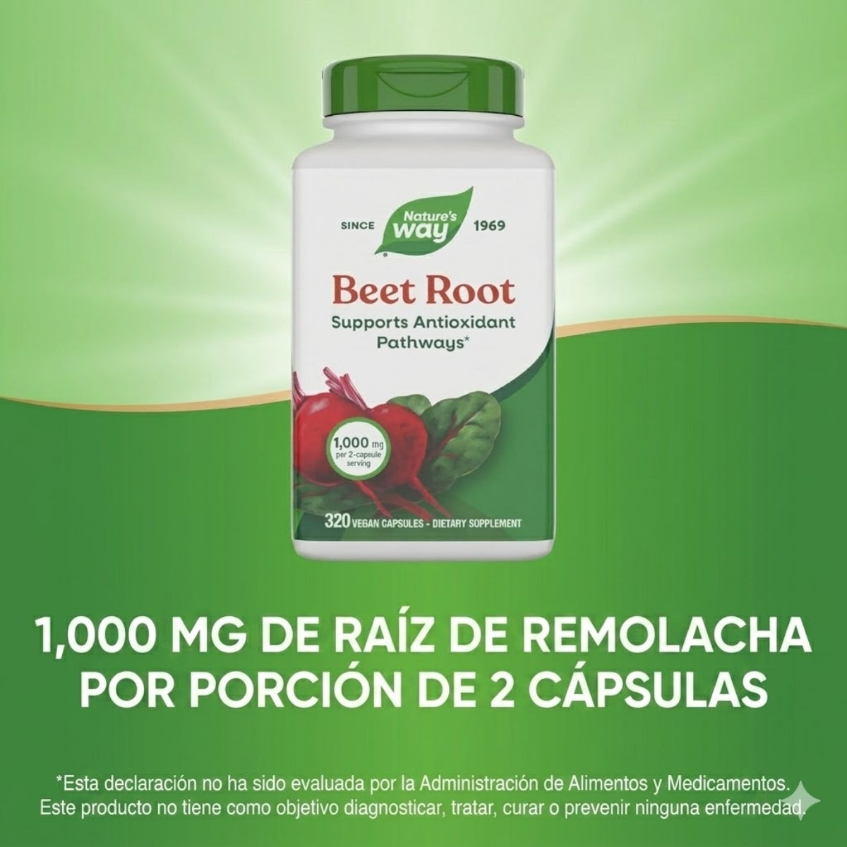 Betabel - Raíz - 1,000mg - 320 Cápsulas Veganas