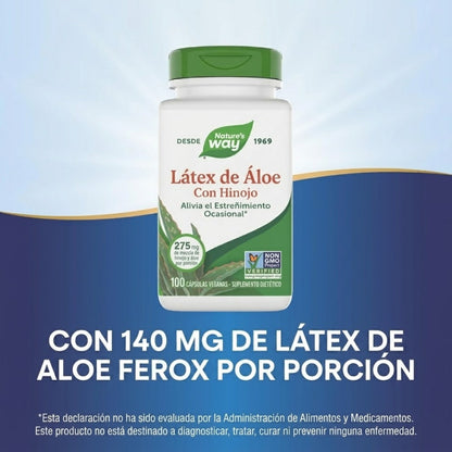Aloe - Látex con Hinojo - 140mg - 100 Cápsulas Veganas
