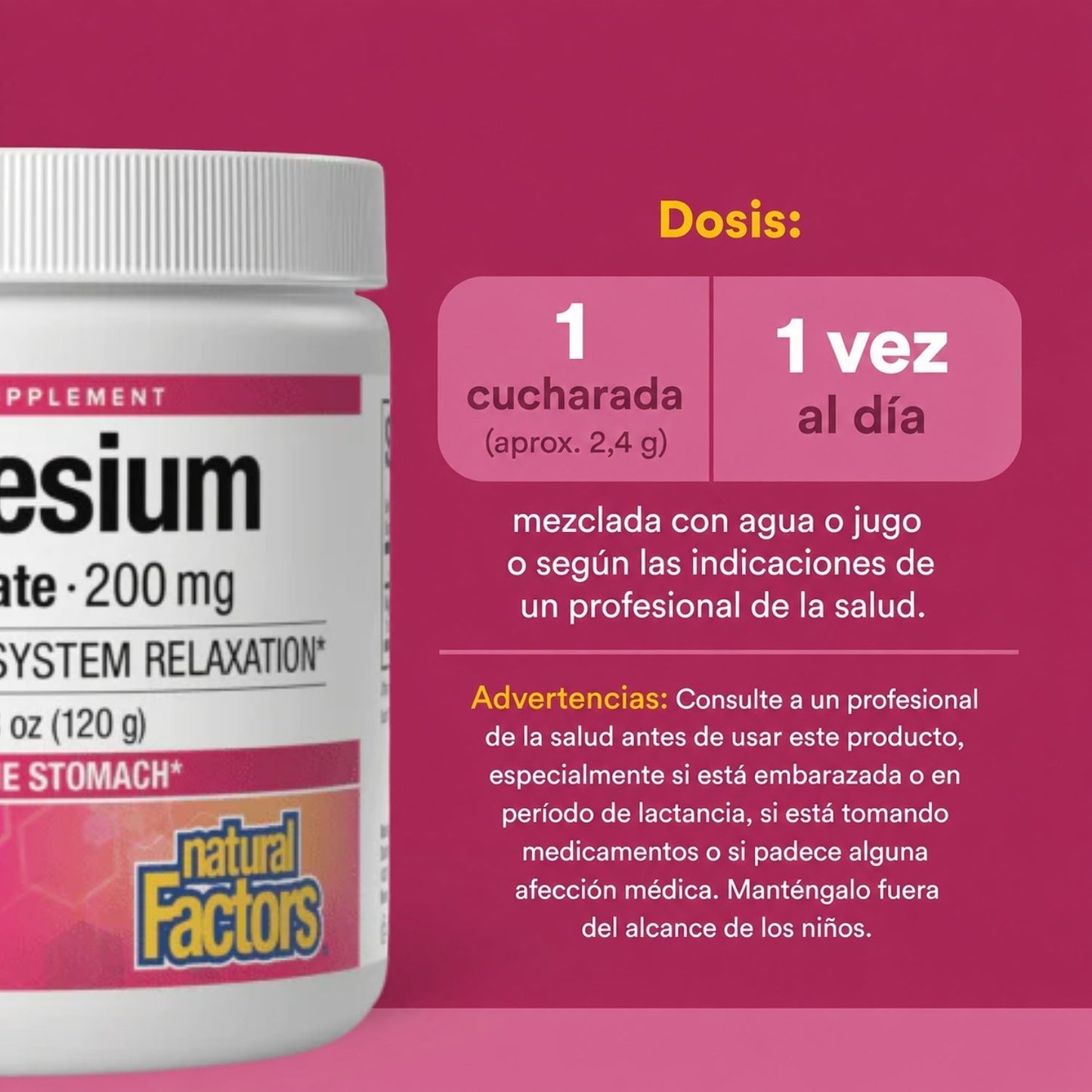 Bisglicinato de Magnesio 200 mg 5.1 oz, Natural Factors