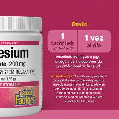 Bisglicinato de Magnesio 200 mg 5.1 oz, Natural Factors