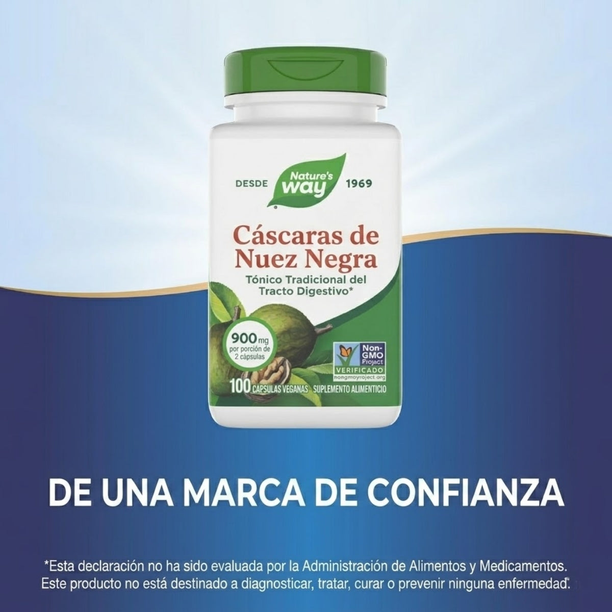 Nuez Negra - Cáscara - 1,000mg - 100 Cápsulas Veganas