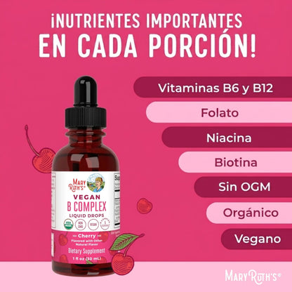 Gotas de complejo B (30ml) / B Complex Drops, Cherry, Org, (1oz)