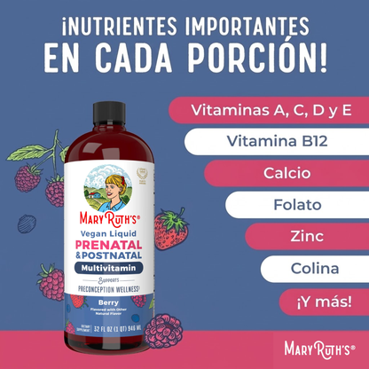 Multivitamínico Prenatal y Postnatal (32 fl oz /946ml), Mary Ruth´s