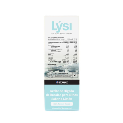 Aceite de Higado de Bacalao Junior Sabor Limón (240 ml), Lysi