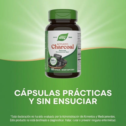 Carbón Vegetal Activado, 560 mg (100 caps), Nature's Way