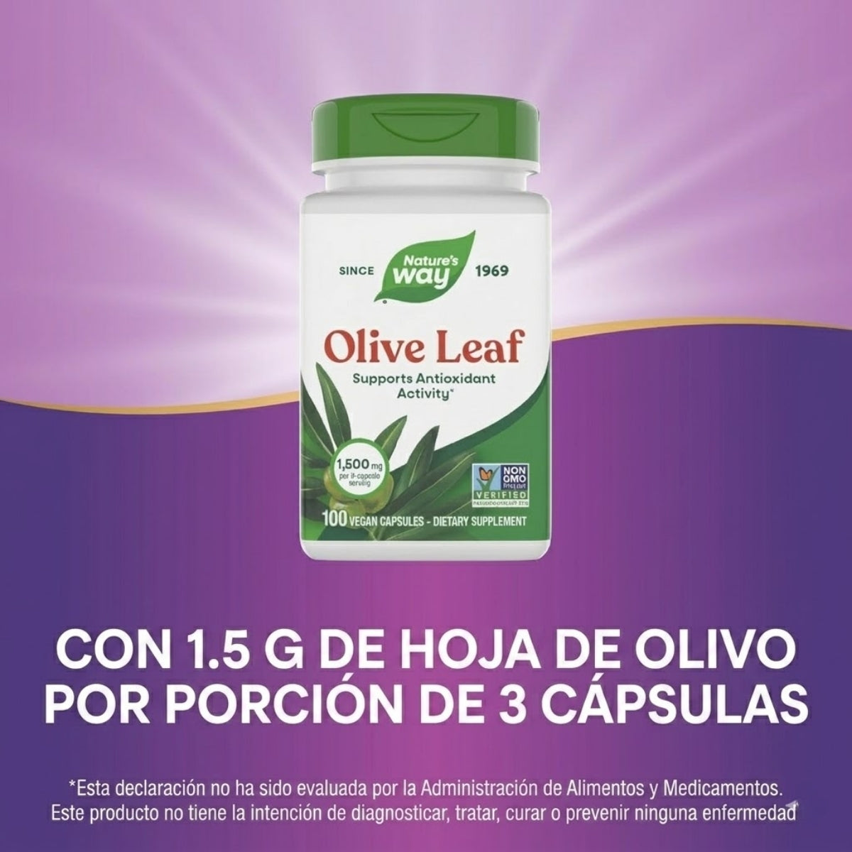 Olivo - Hoja - 1,500mg - 100 Cápsulas Veganas