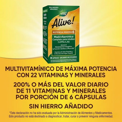 Alive!® Max6 Multivitaminico De Potencia (90 caps), Nature's Way