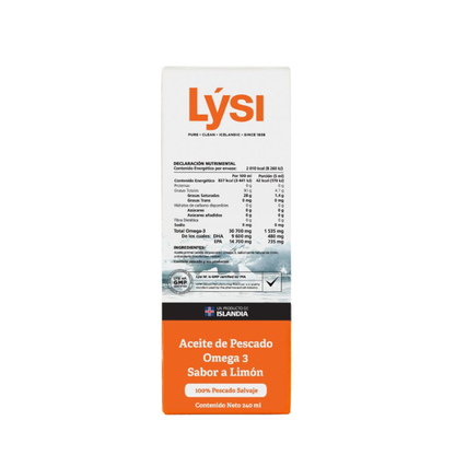 Omega-3 DHA, Aceite de Pescado sabor Limón (240 ml), Lysi