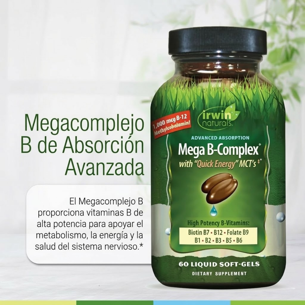 Mega Complejo B de Absorción Avanzada (60 softgels), Irwin Naturals
