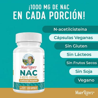 N-Acetil-Cisteína (NAC) 1000 mg (120 caps), Mary Ruth´s
