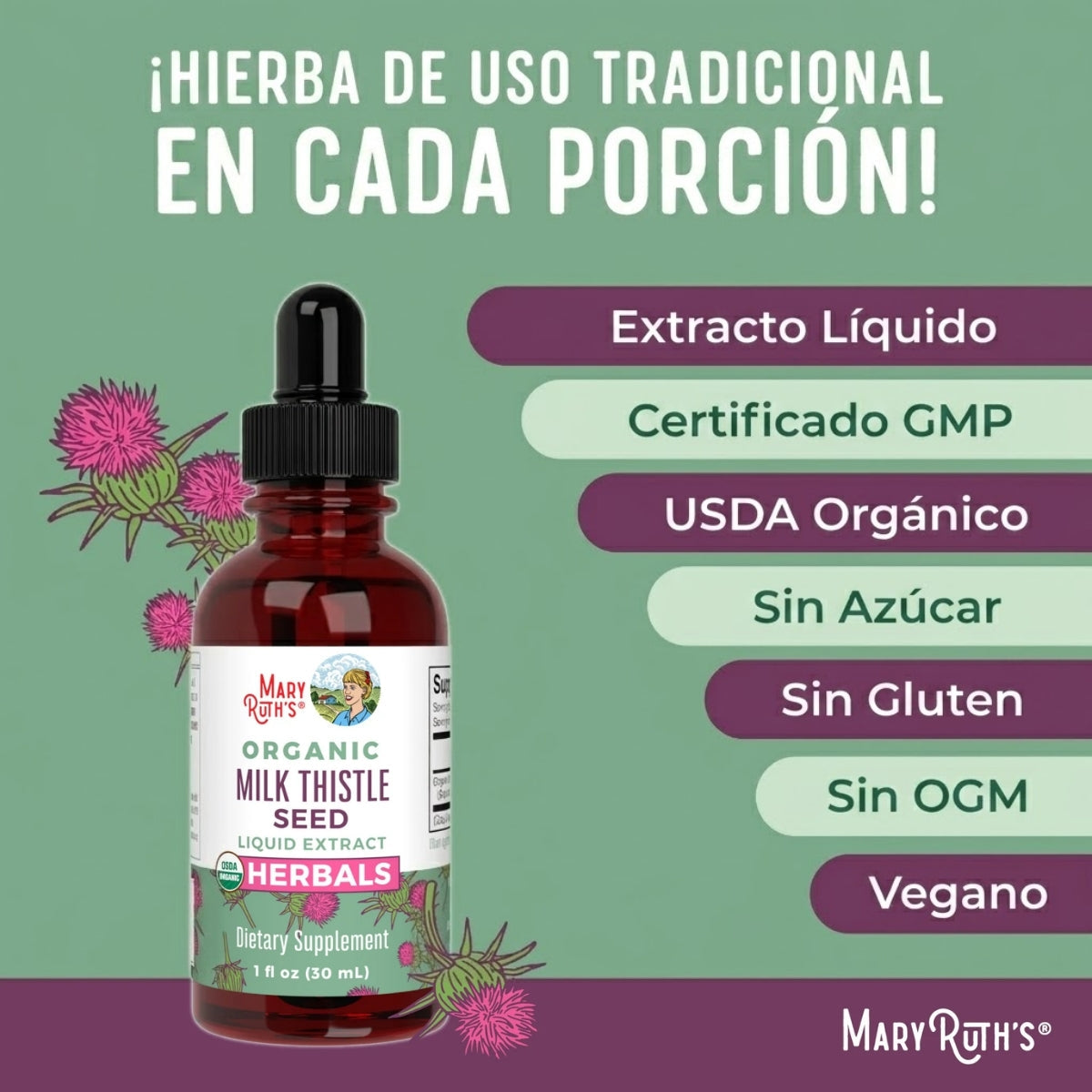 Gotas de cardo mariano orgánico (30ml) / Milk Thistle Drops, Org, (1oz)