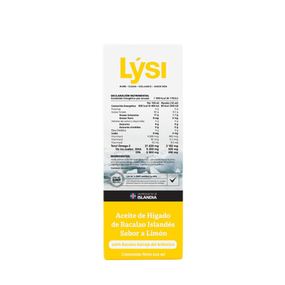 Aceite de Hígado de Bacalao Sabor Limón (240 ml), Lysi