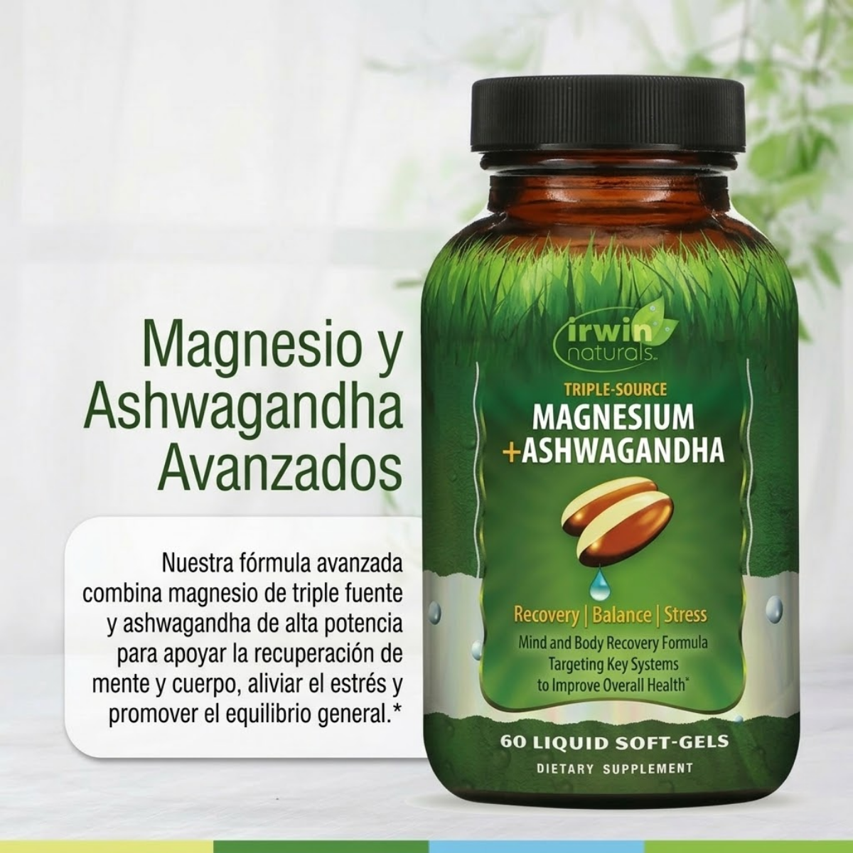 Magnesium + Ashwagandha (60 softgels) ,Irwin Naturals