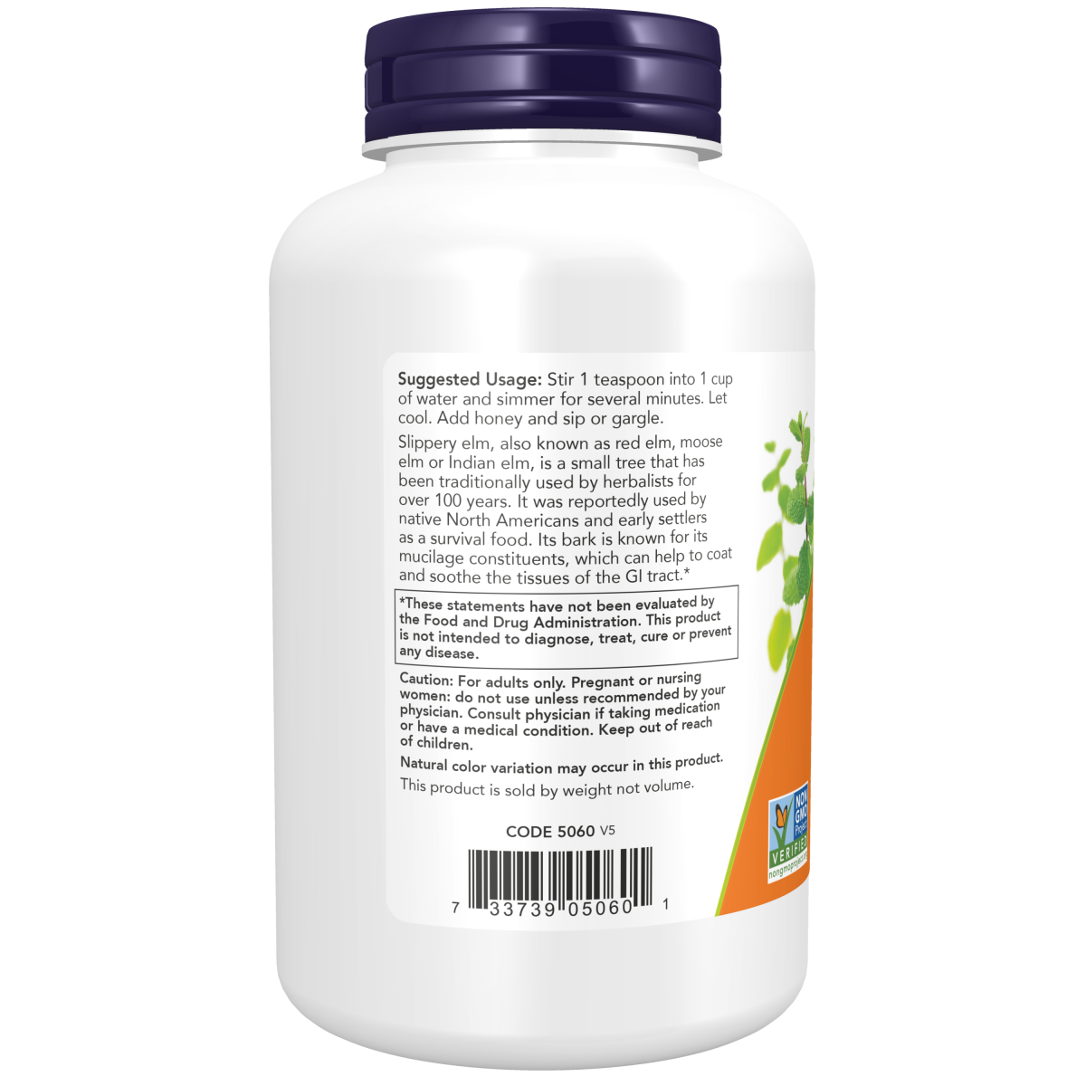 Polvo de olmo resbaladizo 113g / Slippery Elm powder 4 oz