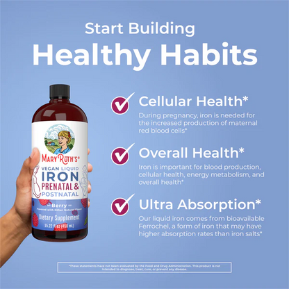 Hierro líquido prenatal y posnatal (473ml) / Prenatal Postnatal Iron Liquid, Berry (16oz)