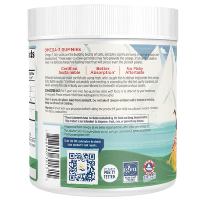 Omega-3 para Niños, 82 mg, Sabor Mandarina (120 Gomitas), Nordic Naturals