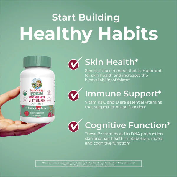 Gomitas multivitamínicas orgánicas para mujeres (60gomitas) / Women's Multivitamin Gummies, Cherry & Raspberry, Org, (60ct)