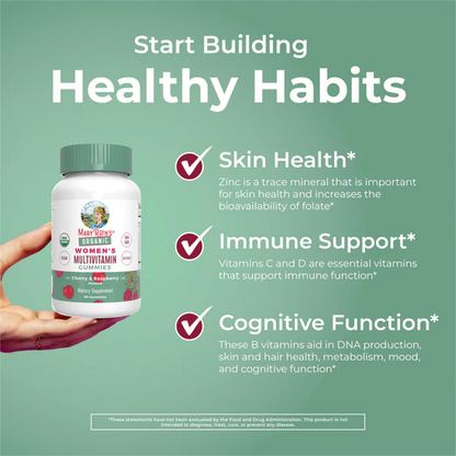Gomitas multivitamínicas orgánicas para mujeres (60gomitas) / Women's Multivitamin Gummies, Cherry & Raspberry, Org, (60ct)
