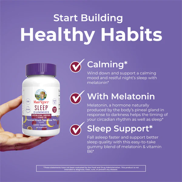 Gomitas de melatonina para dormir Adultos (60gomitas) / Adult Sleep Gummies, Passion Fruit, (60ct)
