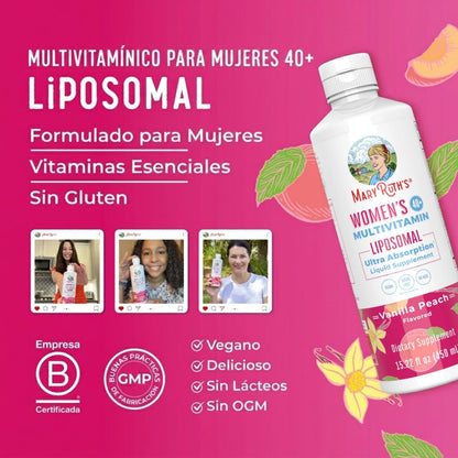 Multivitamínico Liposomal para Mujer 40+ , Vainilla Melocotón, (15.22 oz/450ml), Mary Ruth´s