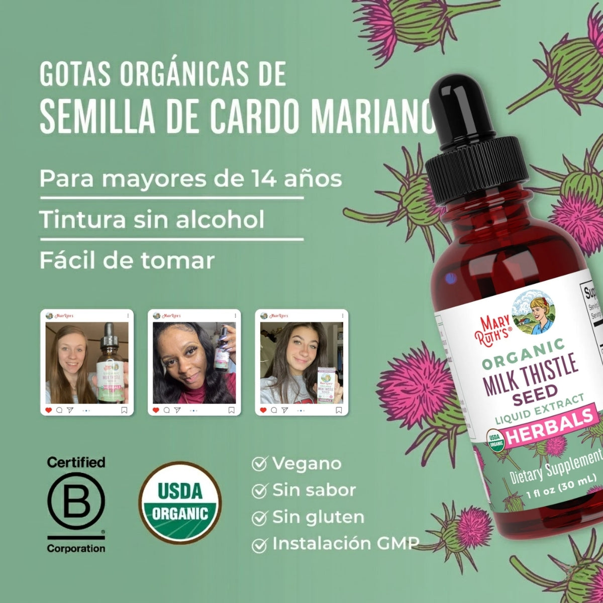 Gotas de cardo mariano orgánico (30ml) / Milk Thistle Drops, Org, (1oz)