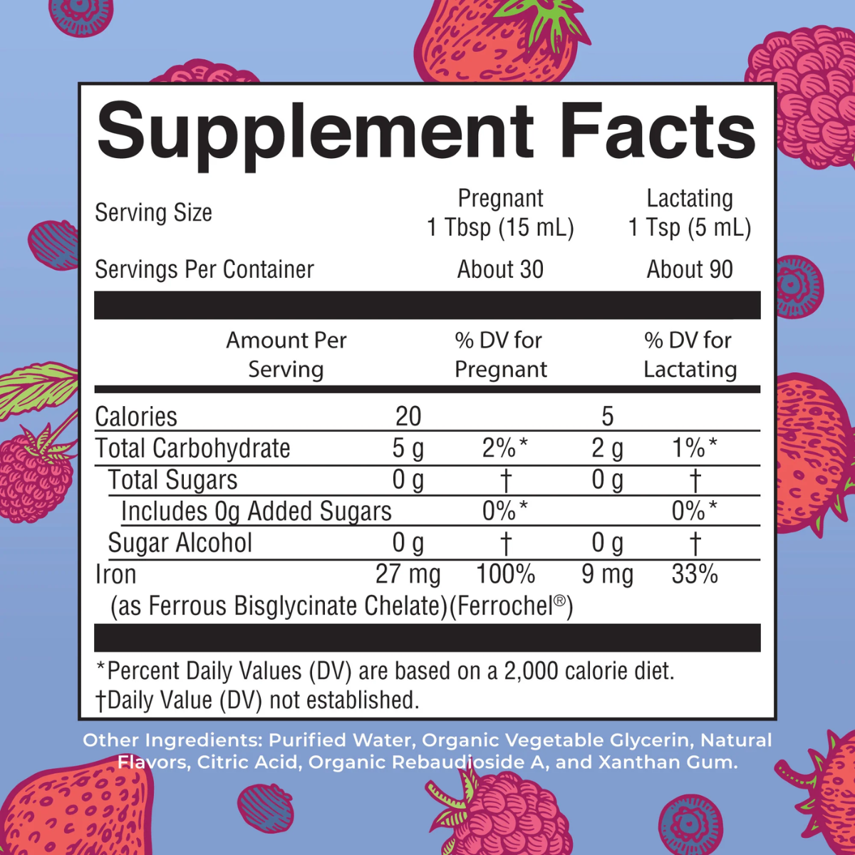 Hierro líquido prenatal y posnatal (473ml) / Prenatal Postnatal Iron Liquid, Berry (16oz)