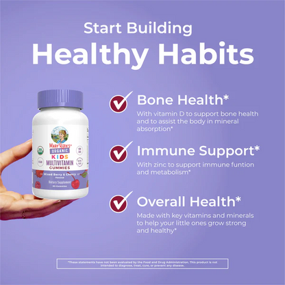 Gomitas multivitamínicas orgánicas para niños (60 gomitas) / Kids Multivitamin Gummies, Mixed Berry & Cherry, Org, 60 ct