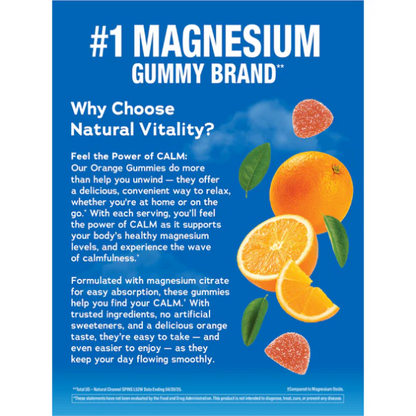 CALM Citrato de Magnesio Sabor Naranja (120 Gomitas), Natural Vitality