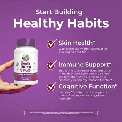 Multivitaminico orgánico para hombres (60gomitas) / Men's Multivitamin Gummies, Cherry & Raspberry, Org, (60ct)