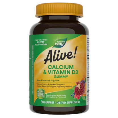 Alive!® Calcio + Vitamina D3 (60 gomitas), Nature's Way