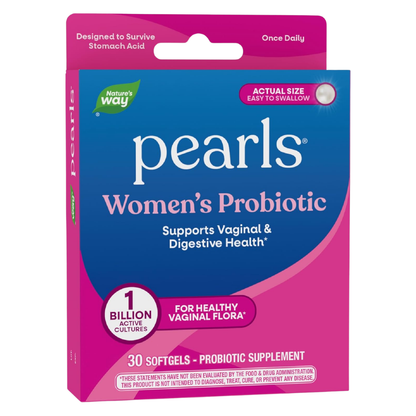 Probiótico Pearls® Women's - Salud Vaginal & Digestiva - Mil Millones de Cultivos - 30 Cápsulas Blandas