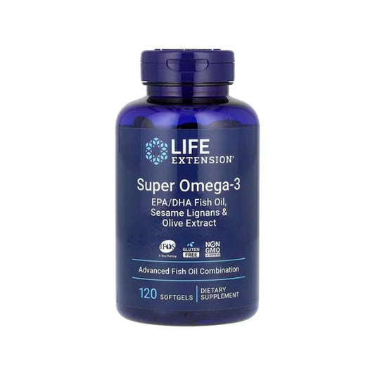 Aceite de pescado con superomega-3 EPA/DHA, lignanos de sésamo y extracto de oliva (120 cápsulas blandas) , Life Extension