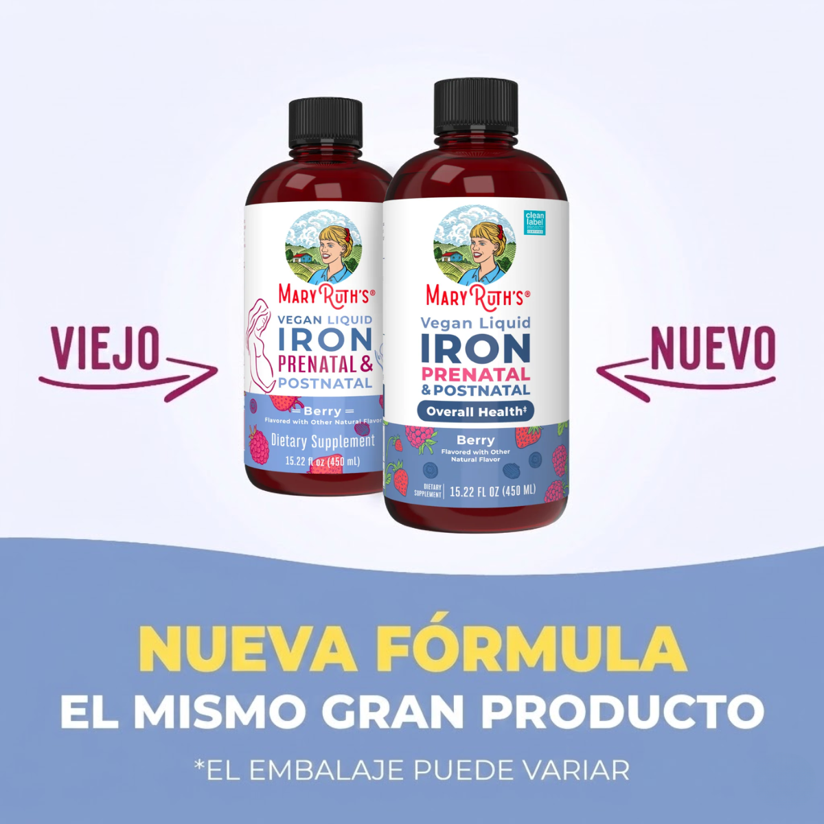 Hierro líquido prenatal y posnatal (473ml) / Prenatal Postnatal Iron Liquid, Berry (16oz)