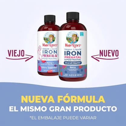 Hierro líquido prenatal y posnatal (473ml) / Prenatal Postnatal Iron Liquid, Berry (16oz)