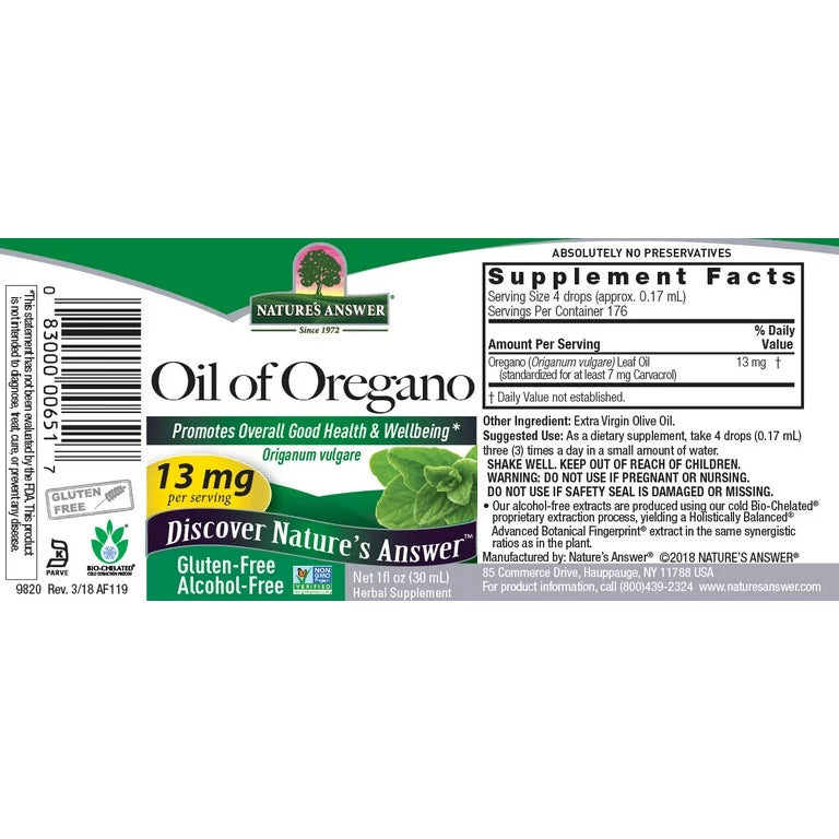 Aceite de Orégano (1 fl oz/30 ml), Nature's Answer