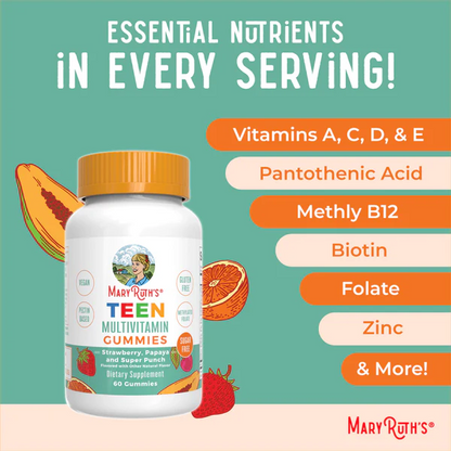 Gomitas multivitamínicas para adolescentes (60 gomitas) / Teen Multivitamin Gummies, Strawberry Papaya & Super Punch, (60 ct)