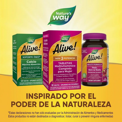 Alive!® Max3 Potency Multivitaminico Para Mujeres (90 tabs), Nature's Way