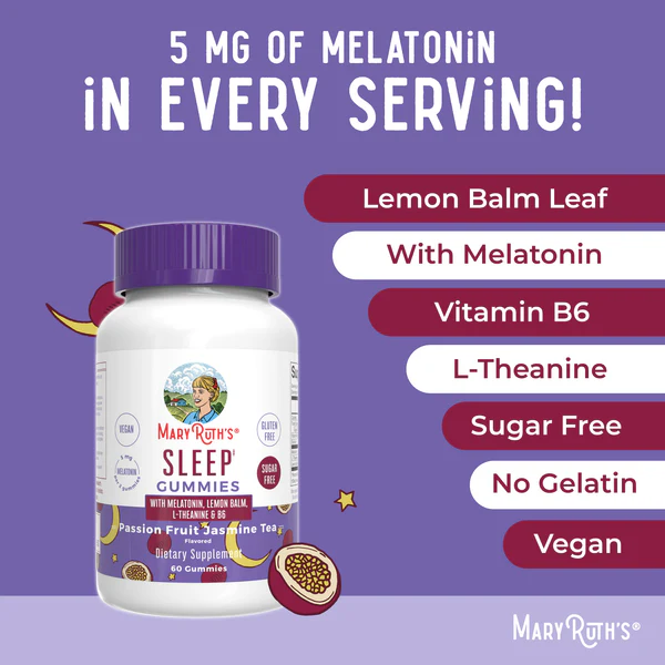 Gomitas de melatonina para dormir Adultos (60gomitas) / Adult Sleep Gummies, Passion Fruit, (60ct)