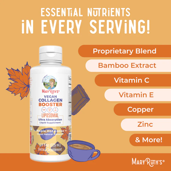 Liposomal potenciador de colágeno vegano 225ml / Collagen Booster Liposomal, Maple Hot Cocoa, 7.6 oz