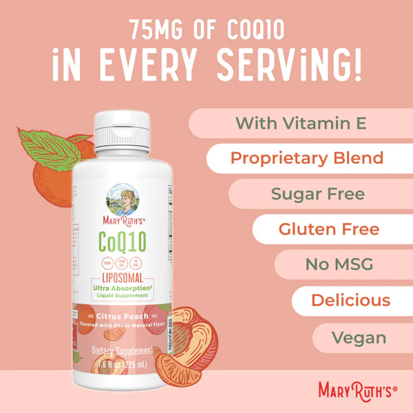 CoQ10 Liposomal, Melocotón Cítrico, (7.5 fl oz/225ml), Mary Ruth´s