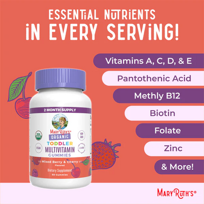 Multivitamínico para Infantes, Bayas Mixtas y Cereza, Org, (60 gomitas), Mary Ruth´s