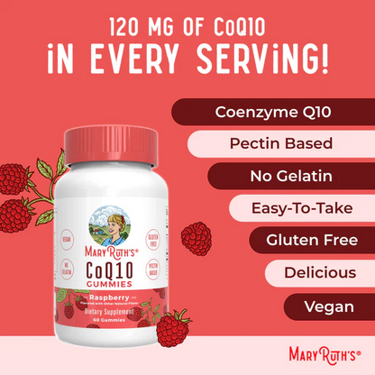 CoQ10 (Coenzima Q10) Gomitas/ CoQ10 Gummies, Raspberry, 60 ct