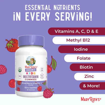 Gomitas multivitamínicas orgánicas para niños (60 gomitas) / Kids Multivitamin Gummies, Mixed Berry & Cherry, Org, 60 ct