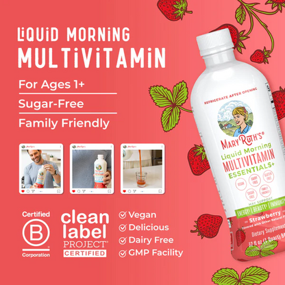 Multivitaminico Matutino Essentials+ Sabor Fresa (887 ml), Mary Ruth's