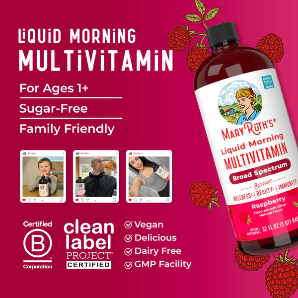 Multivitamínico matutino líquido 946ml / Morning Multivitamin Liquid, Raspberry,(32oz)