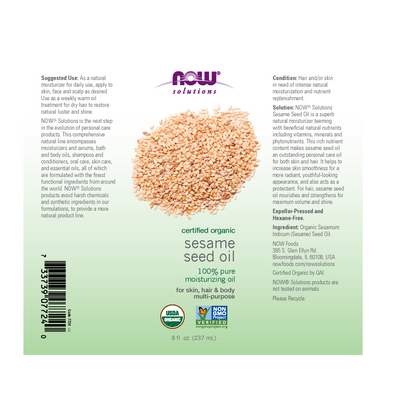 Aceite de semilla de sésamo, orgánico (8 fl. onz ) /Sesame Seed Oil, Organic