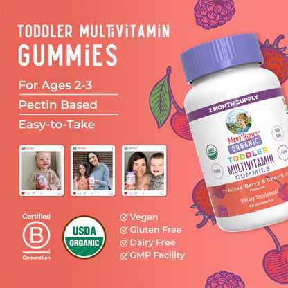 Multivitamínico para Infantes, Bayas Mixtas y Cereza, Org, (60 gomitas), Mary Ruth´s