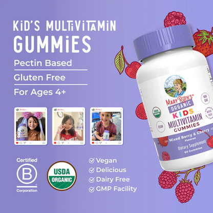Gomitas multivitamínicas orgánicas para niños (60 gomitas) / Kids Multivitamin Gummies, Mixed Berry & Cherry, Org, 60 ct